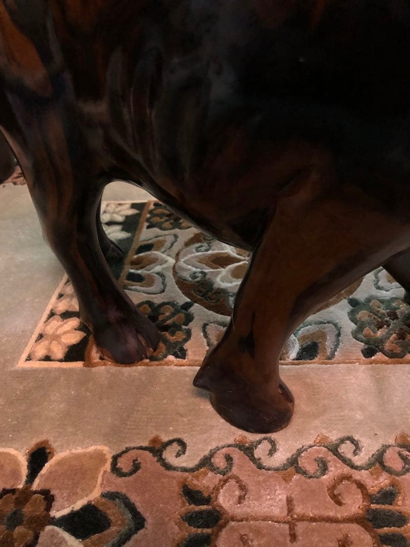 雄牛像 木製 置物 約33cm 約5.7kg