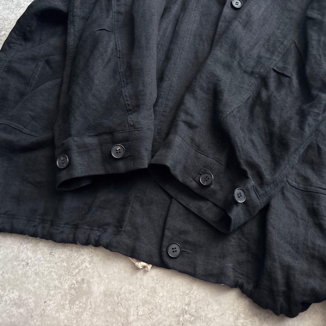 O project【M】リネン 麻 フーデットコート オーバーサイズ ブラック