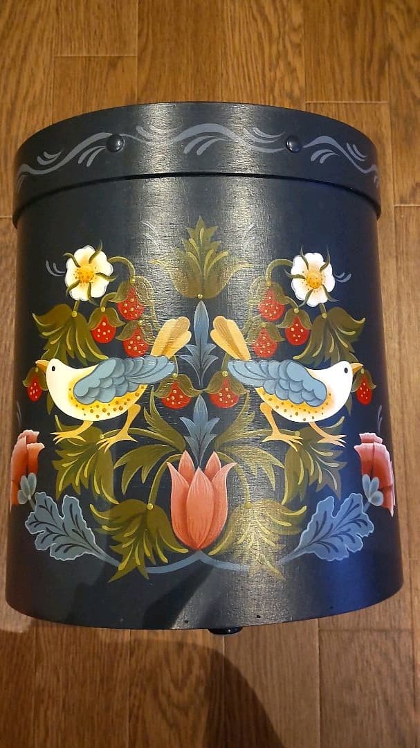 ウィリアムモリス トールペイント 手描き ハンドペイント ごみ箱 鳥 ダスト