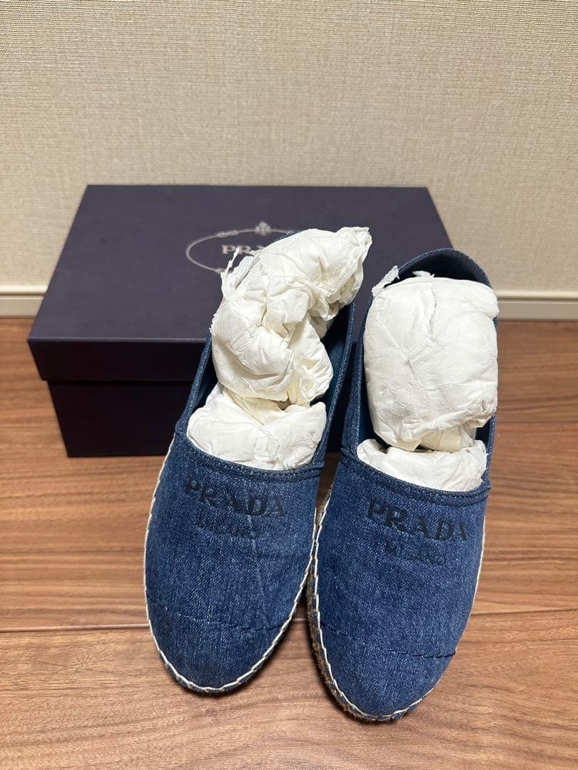 [美品] 1／19限定価格PRADA プラダデニム　フラット エスパドリーユ