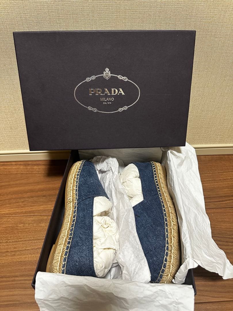 [美品] 1／19限定価格PRADA プラダデニム　フラット エスパドリーユ