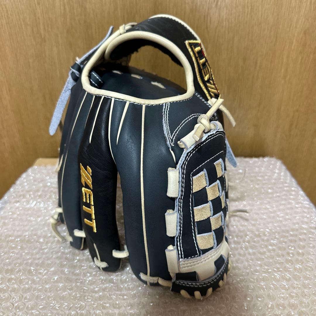 ZETT 軟式グローブ 黒/白 チェック柄