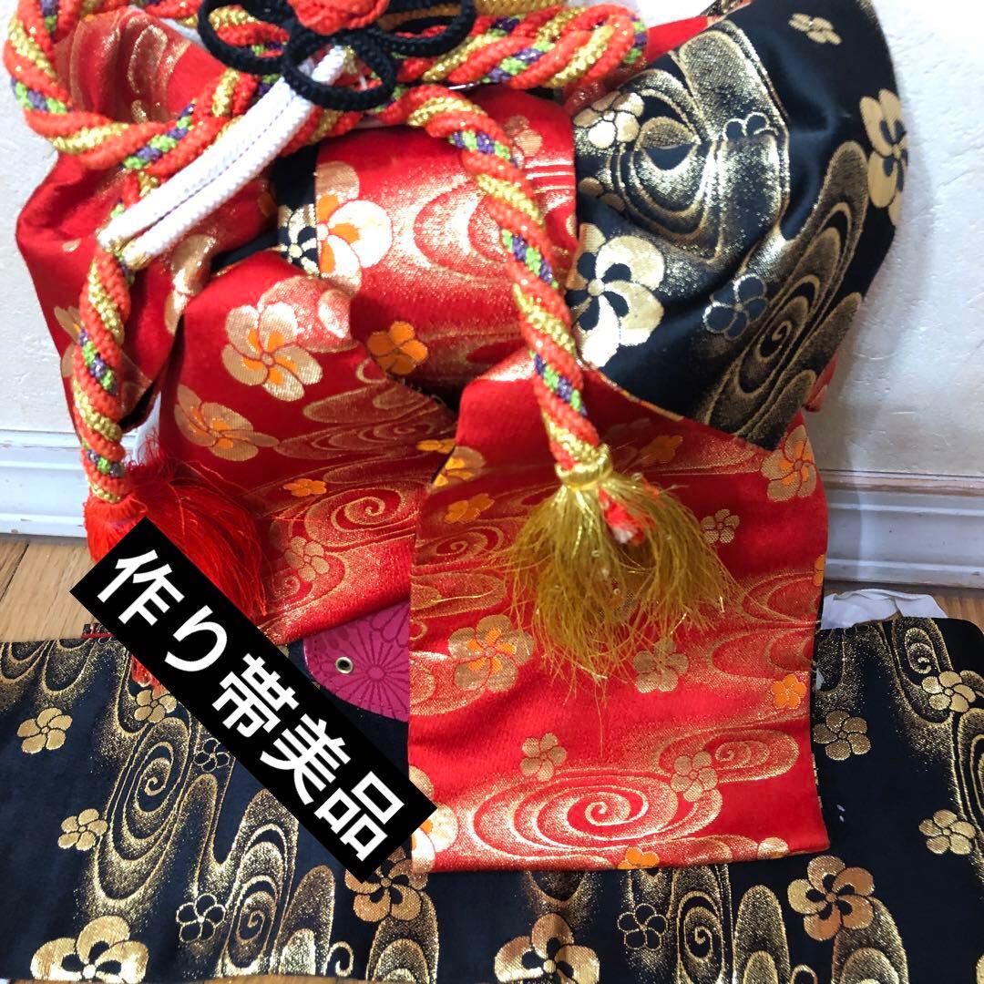 七五三7歳❣️人気赤地黒ぼかし柄❣️古典柄鴛鴦花々金彩煌びやか際立つ完全フルセット❣️