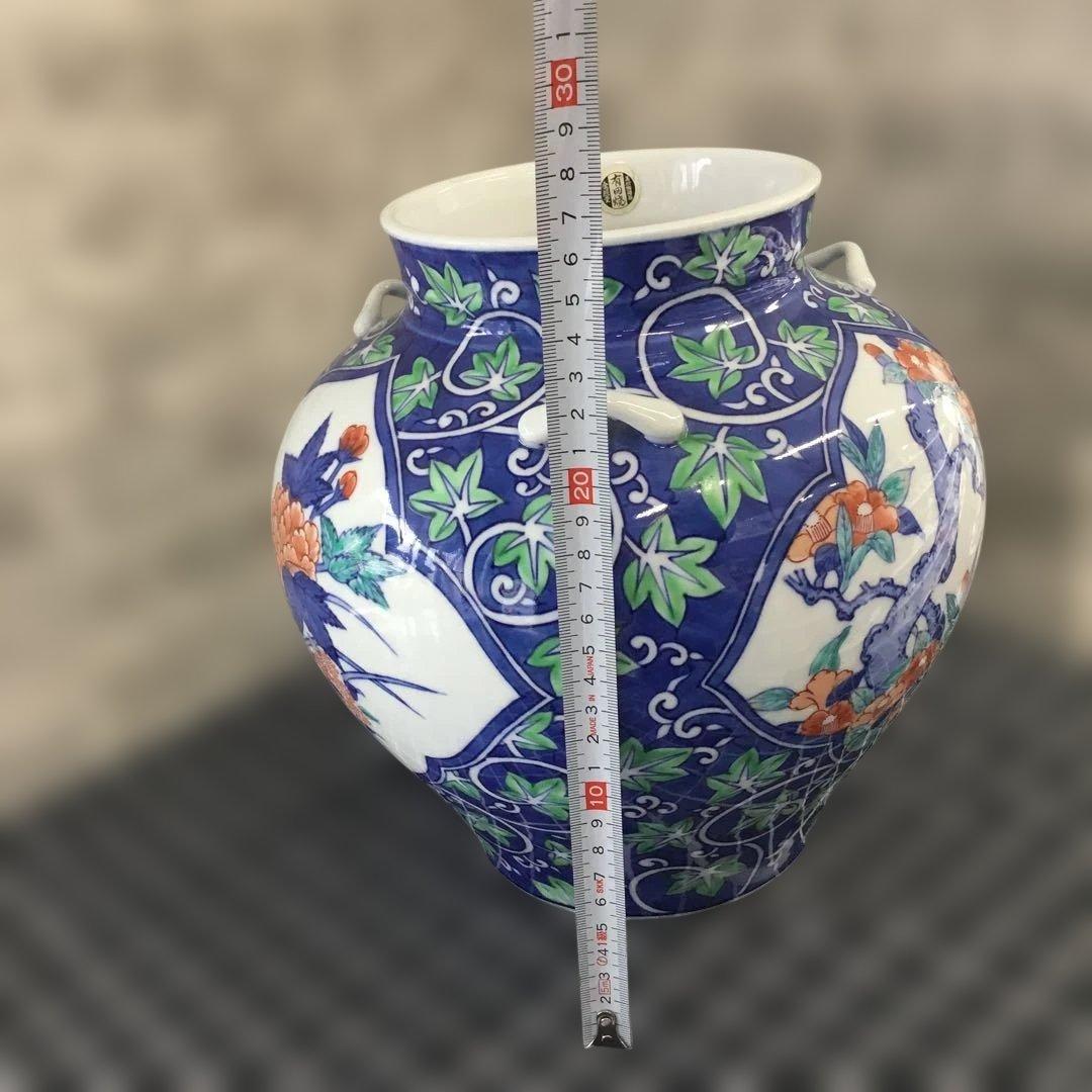 有田焼　金照堂　美術陶磁器　花柄陶器花瓶 中型　花器