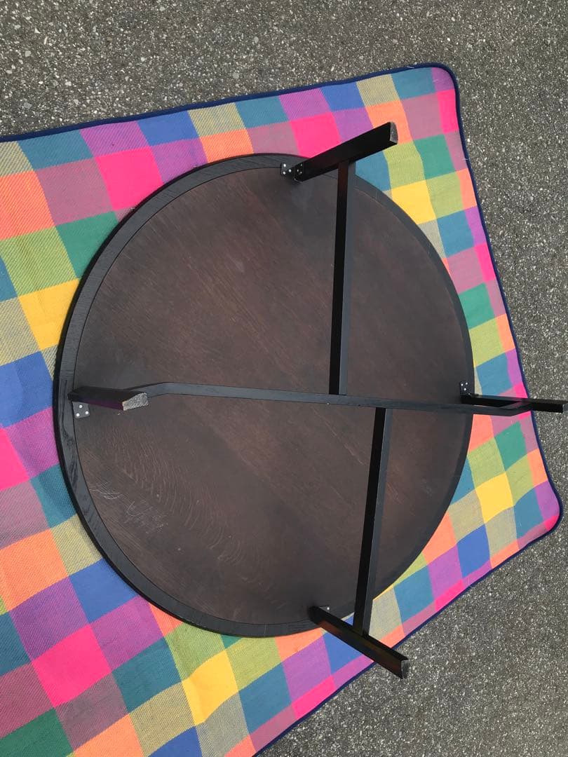 ◉木製丸型座卓◉ 117cm 黒