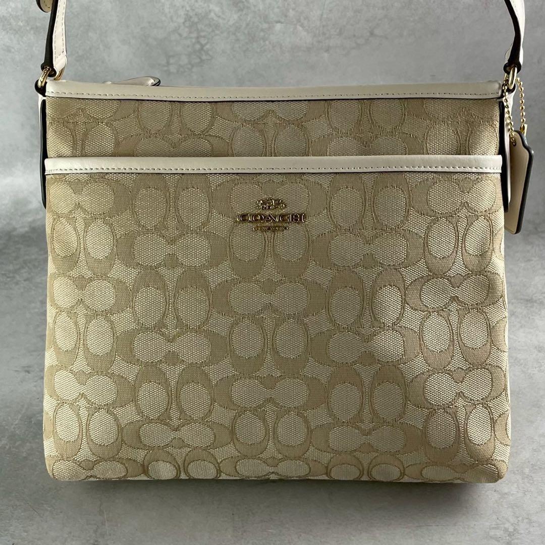 未使用級✨コーチ ショルダーバッグ キャンバス×レザー シグネチャー 斜め掛け