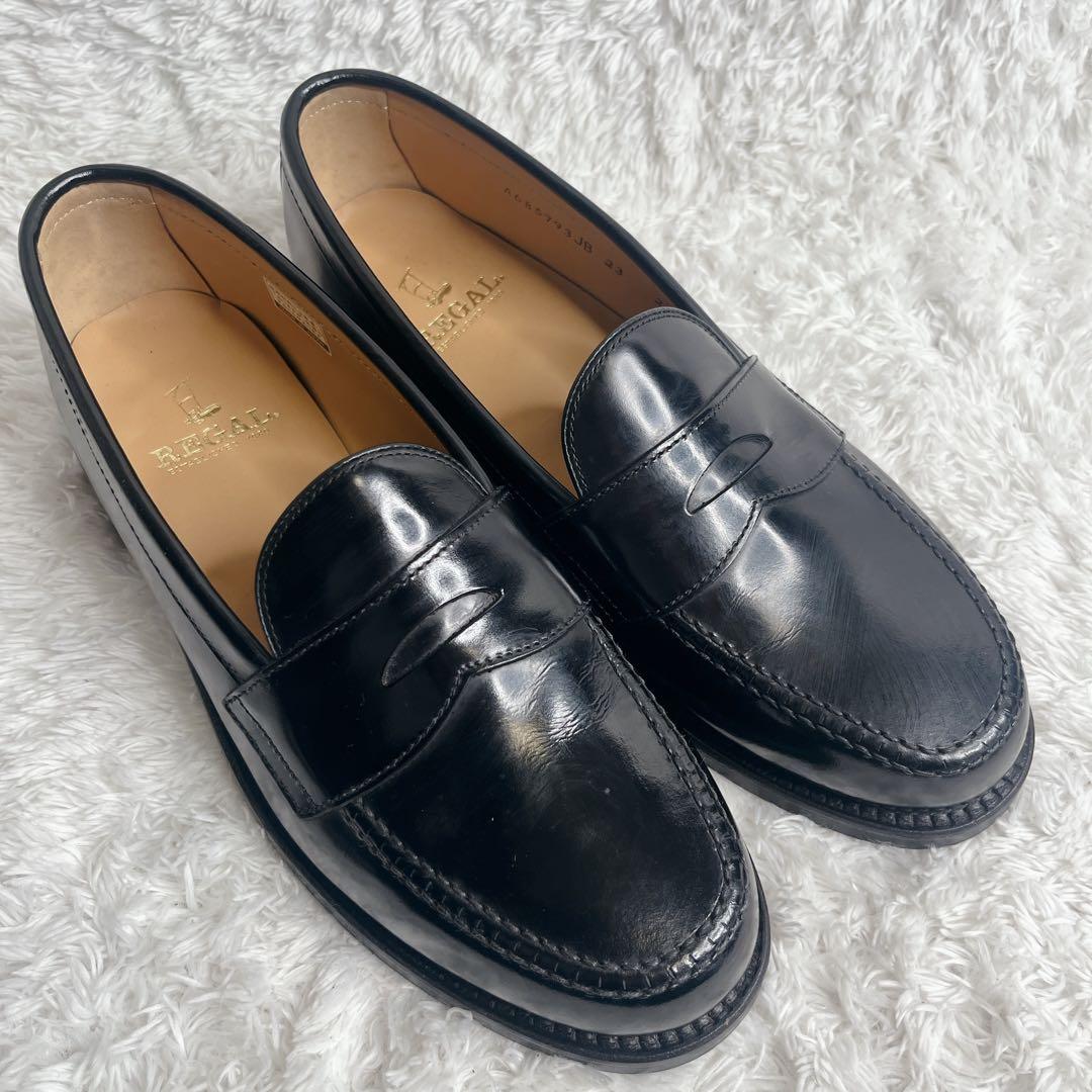 極美品 リーガル ローファー 革靴 本革 レザー ブラック REGAL 黒