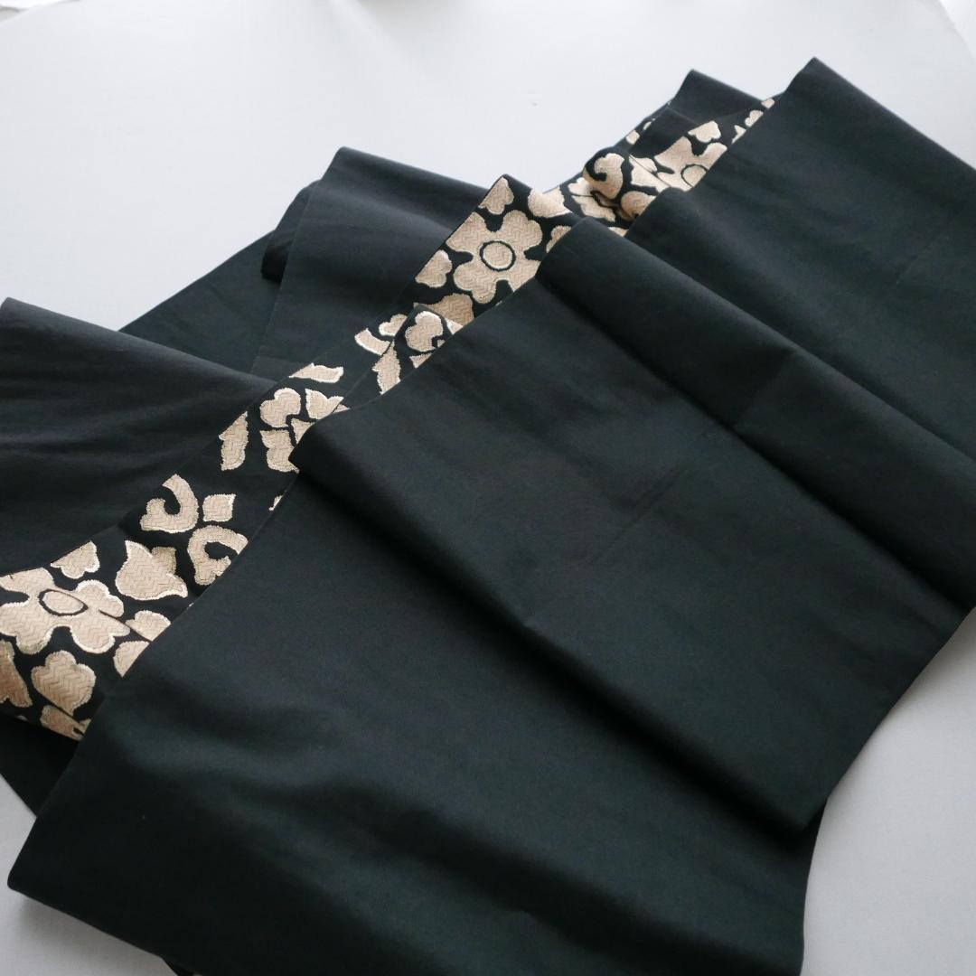 黒色 金糸☆六通 袋帯☆正絹☆更紗花唐草文☆金襴☆西陣織