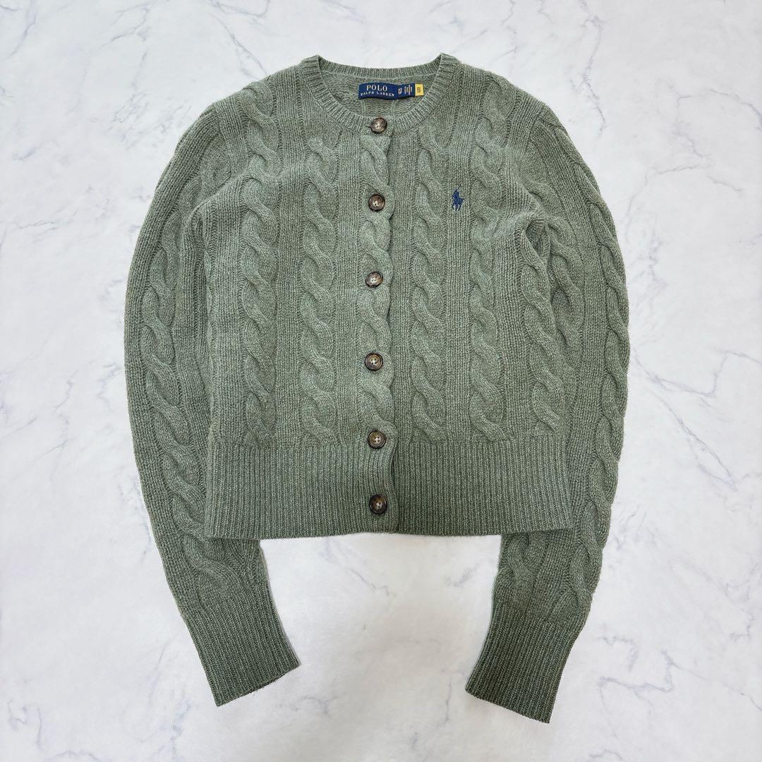 現行 RALPH LAUREN ラルフローレン ケーブル カシミヤ カーディガン