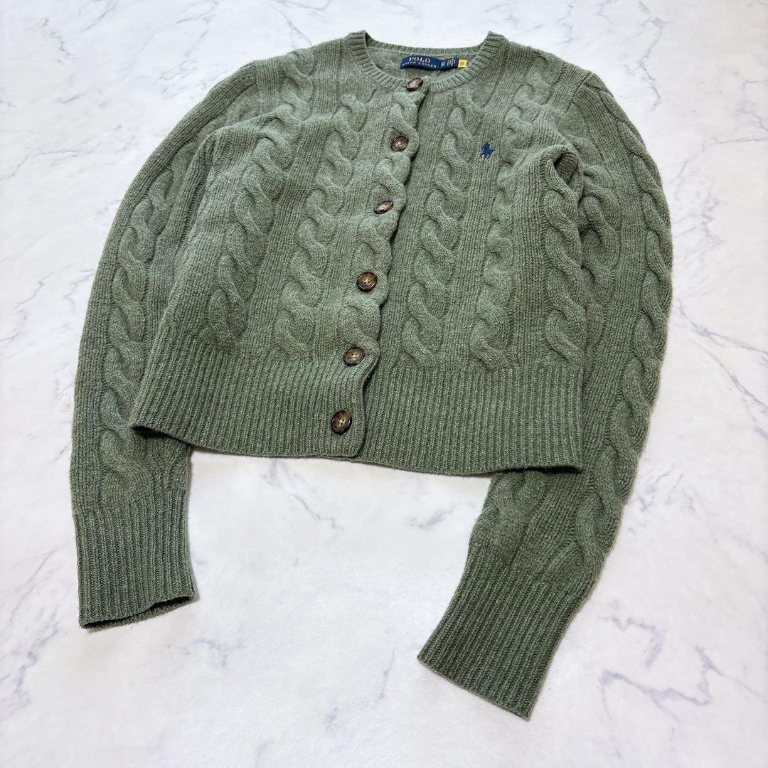 現行 RALPH LAUREN ラルフローレン ケーブル カシミヤ カーディガン