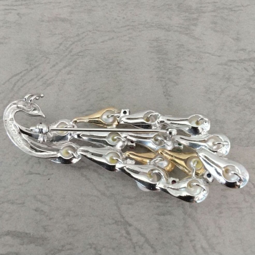 SV/K18あこや真珠/天然石ブローチ　　中古品