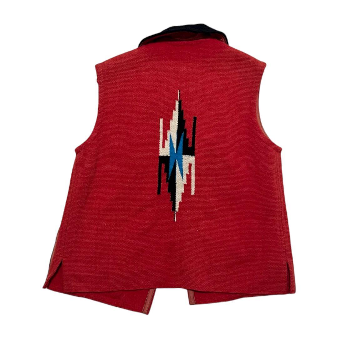 ORTEGA'S オルテガ ウールベスト 襟付き チマヨ 黒 赤