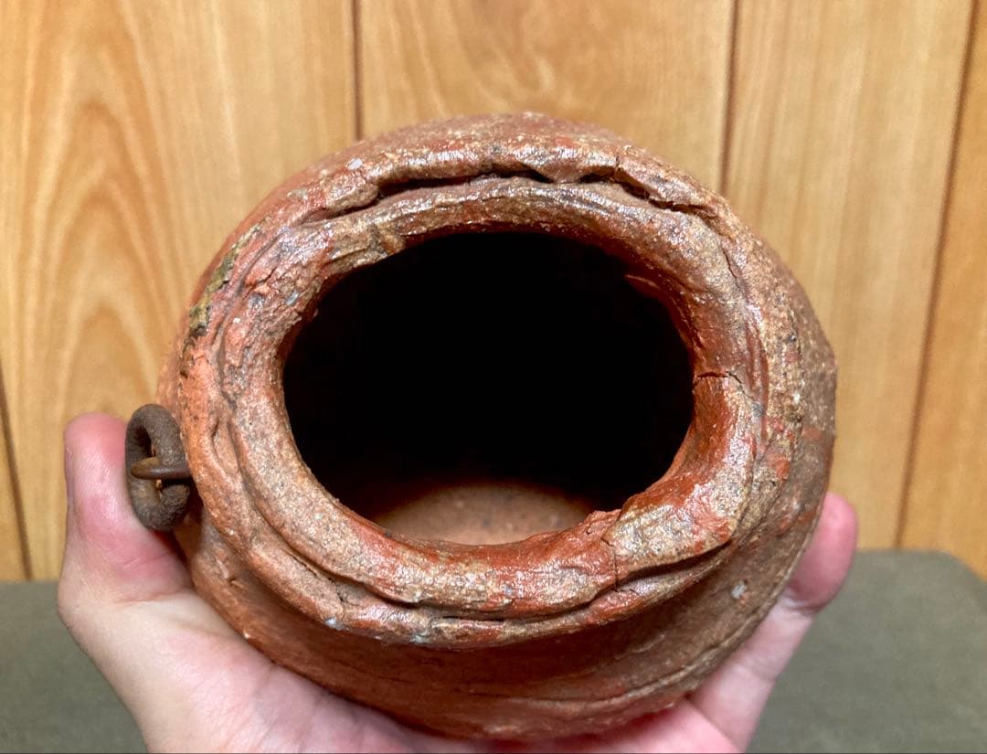 本物保証 辻村史朗 蹲 うずくまる　掛け花入れ 壺 (検索 細川護煕 内村慎太郎