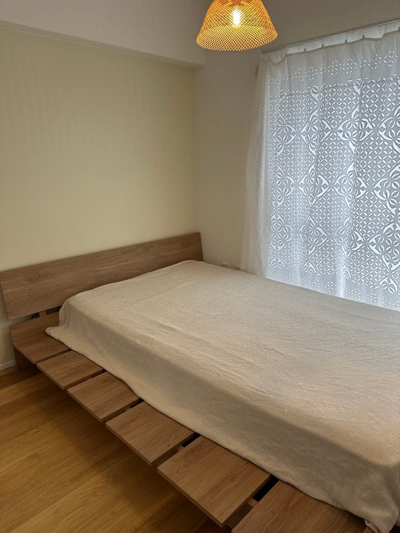 【組み立て済み】ローベッド、ダブルベッドフレーム