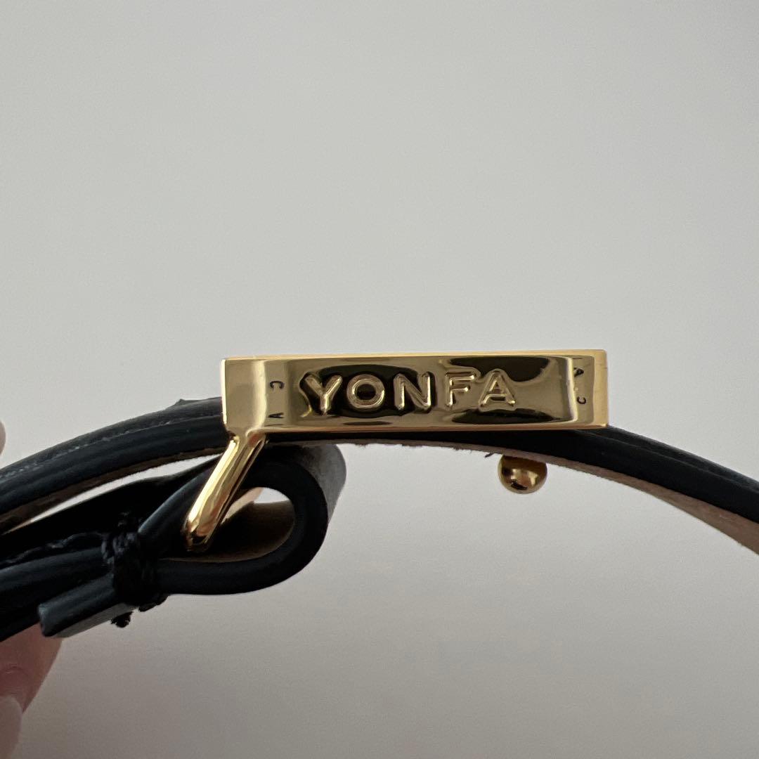 YONFA ブラックレザーベルト ゴールドバックルM