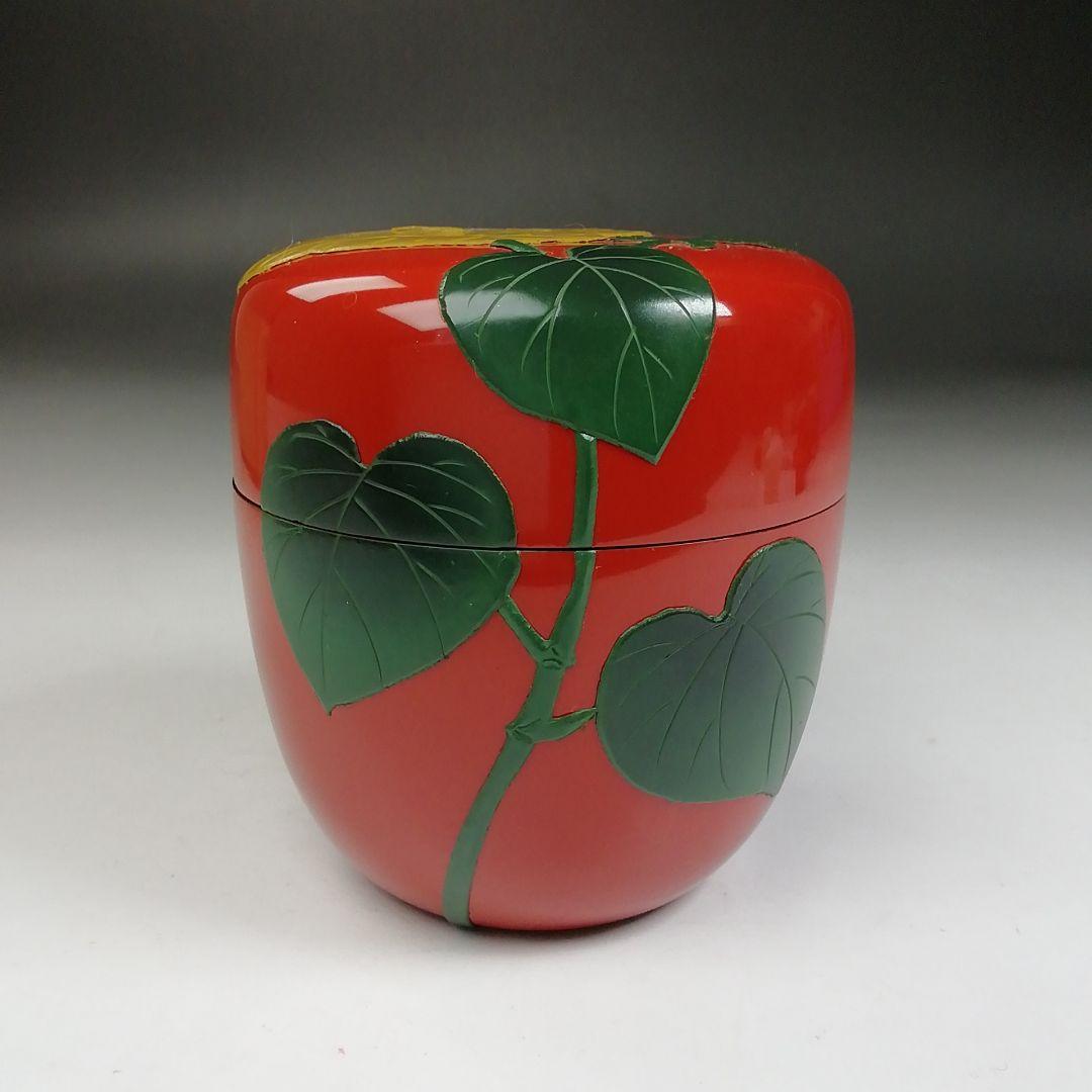 Ｔ９９７　棗　『ゆうなの花』『朱塗』『琉球漆器』　木箱　茶道具