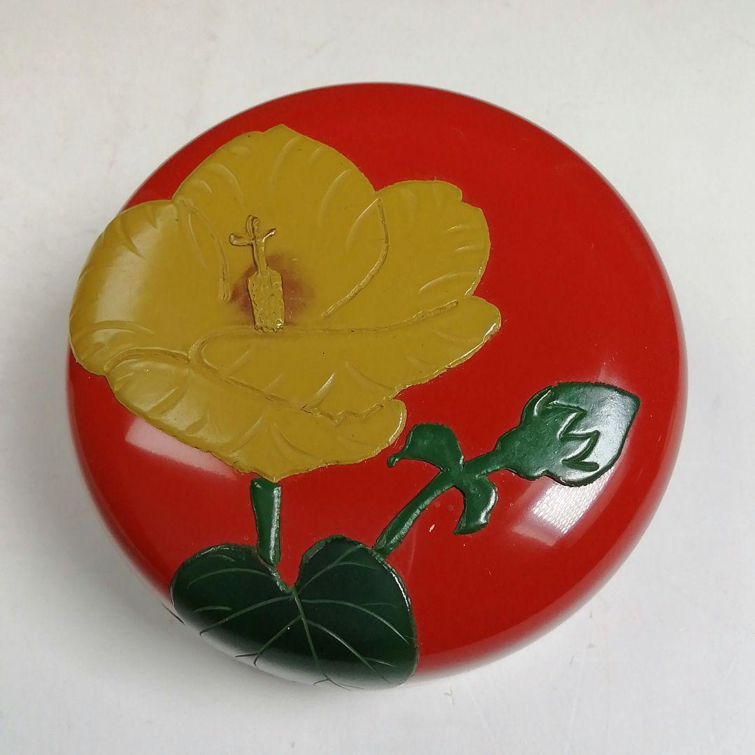 Ｔ９９７　棗　『ゆうなの花』『朱塗』『琉球漆器』　木箱　茶道具