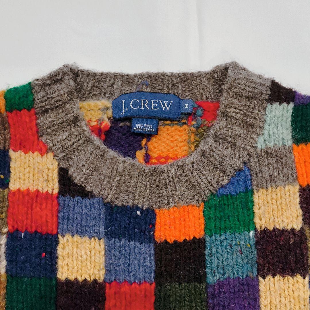 希少✨️90s名作‼️　J.CREW　モザイク柄　パッチワーク　ニット　男女兼用
