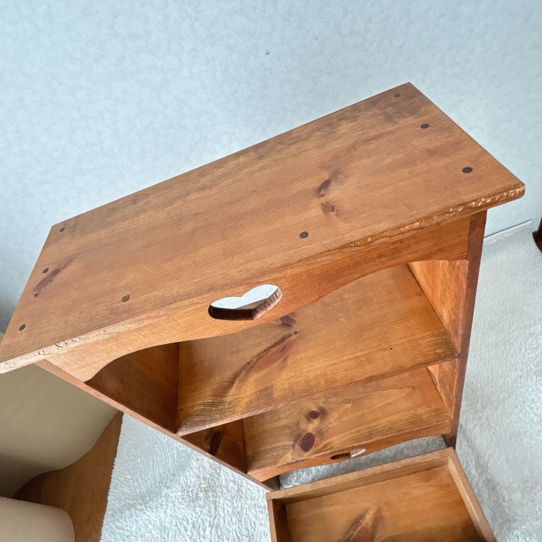 美品】パイン材 カントリー家具 ハート 棚 ラック シェルフ キャスター