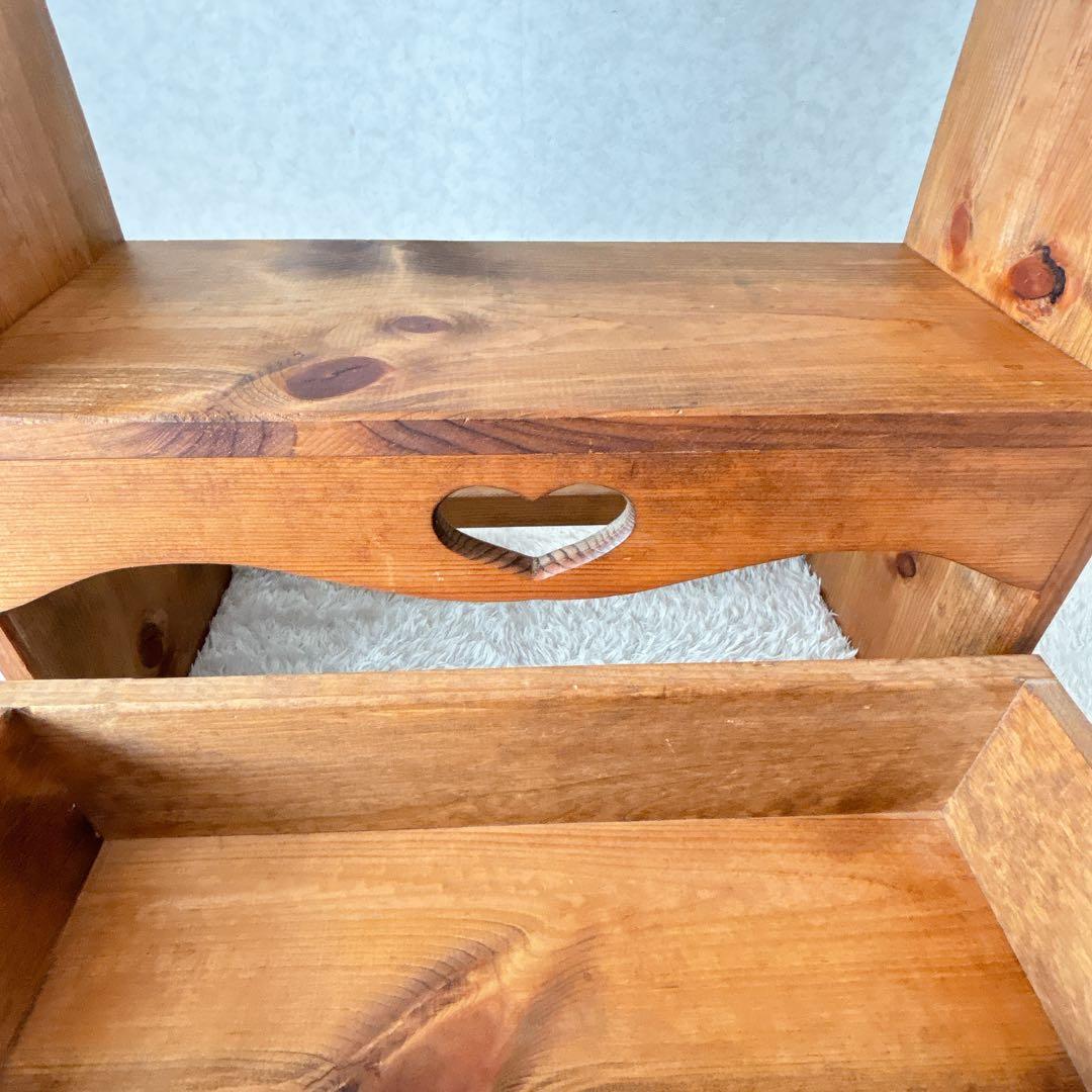 美品】パイン材 カントリー家具 ハート 棚 ラック シェルフ キャスター