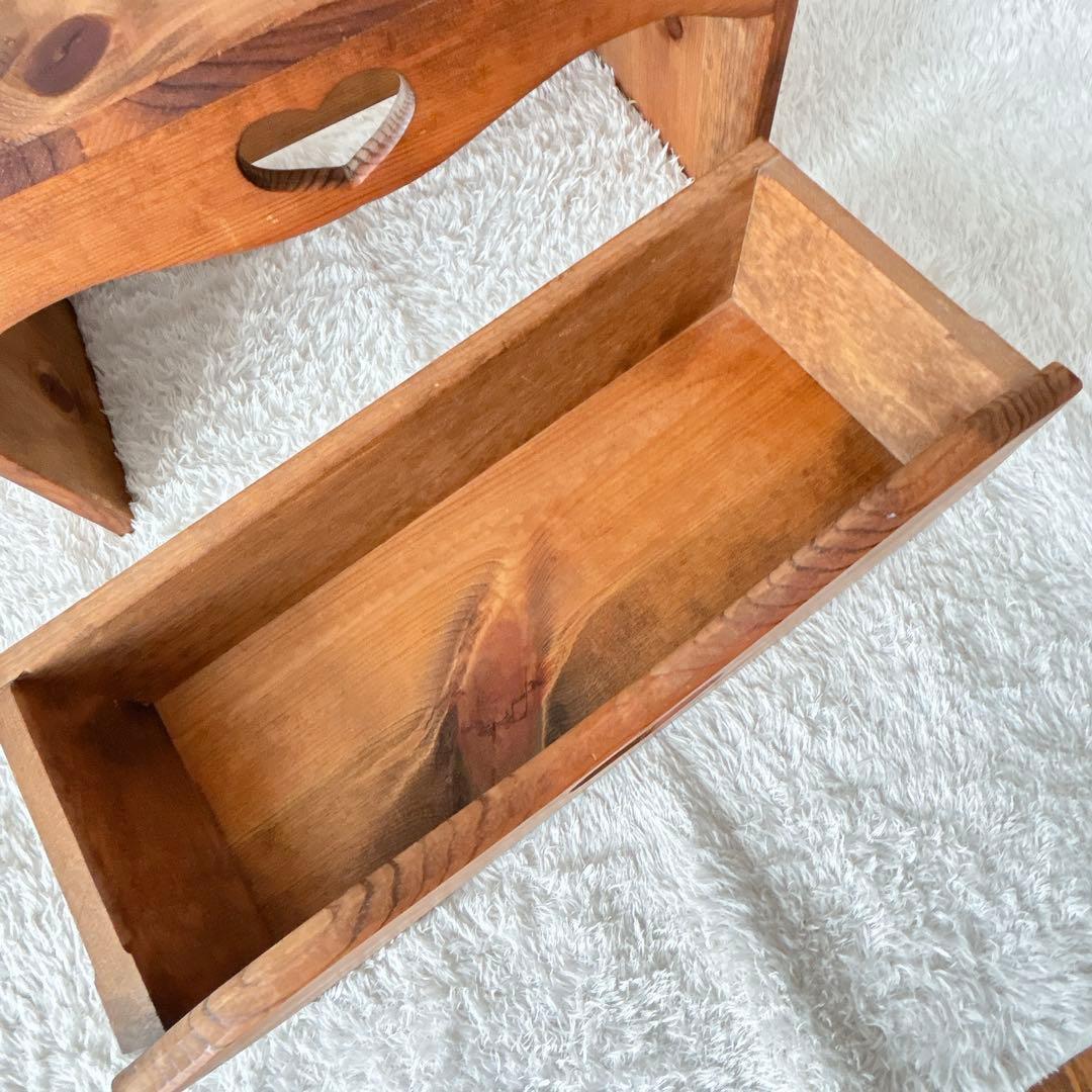 美品】パイン材 カントリー家具 ハート 棚 ラック シェルフ キャスター