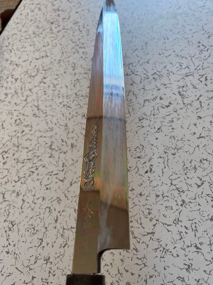 本焼き　尺二　極上　柳刃包丁　黒檀八角柄　不動明王