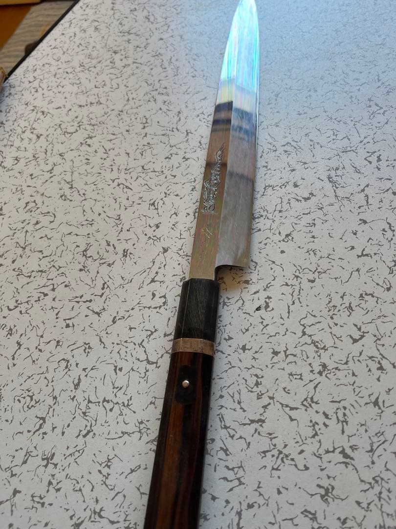 本焼き　尺二　極上　柳刃包丁　黒檀八角柄　不動明王