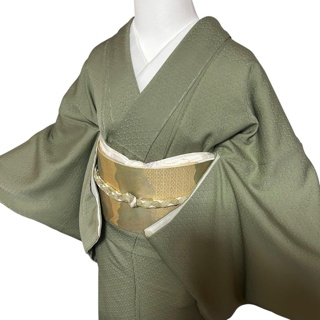 未使用　新品　美品　袷　正絹　紋付き　地紋　江戸小紋　訪問着　フルセット