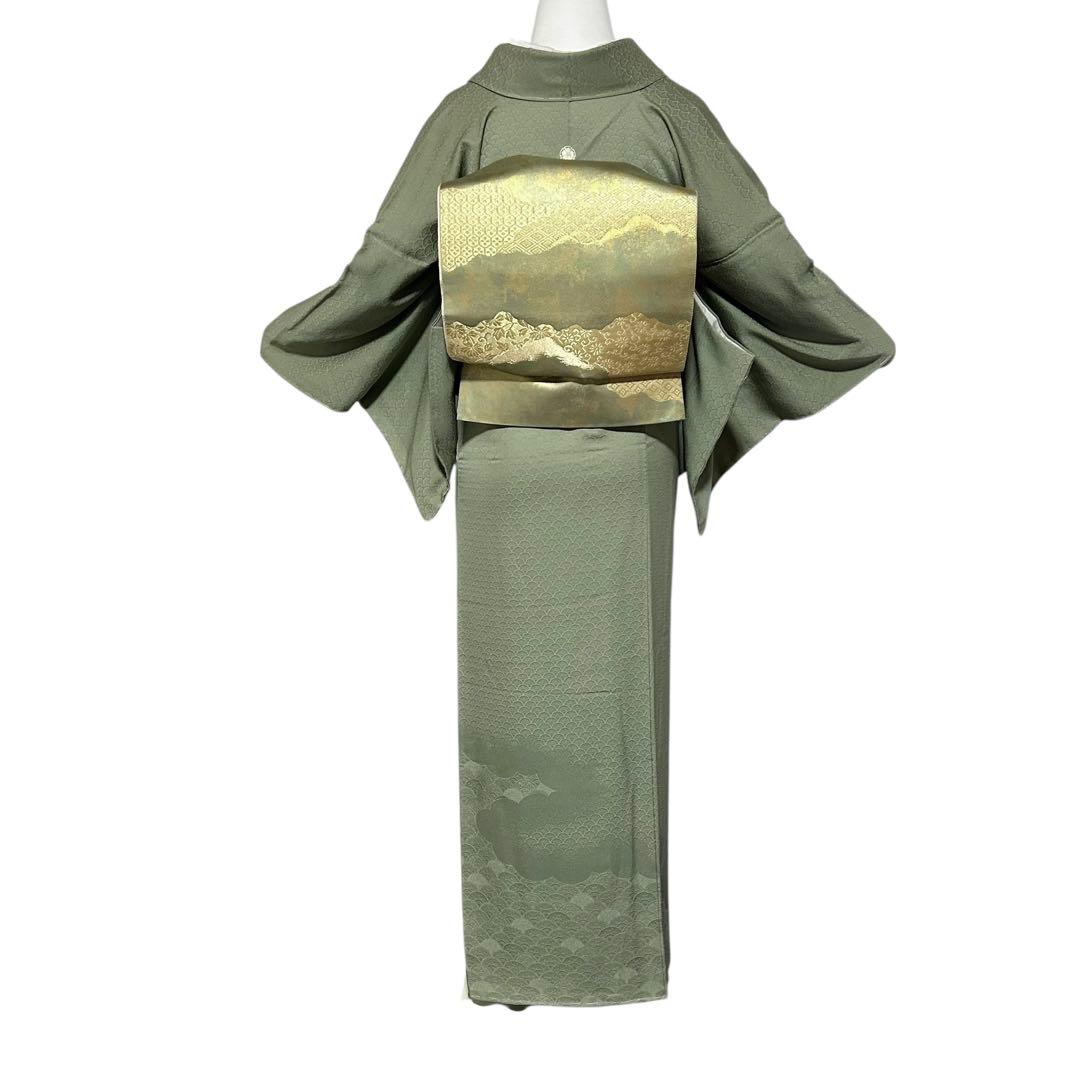 未使用　新品　美品　袷　正絹　紋付き　地紋　江戸小紋　訪問着　フルセット