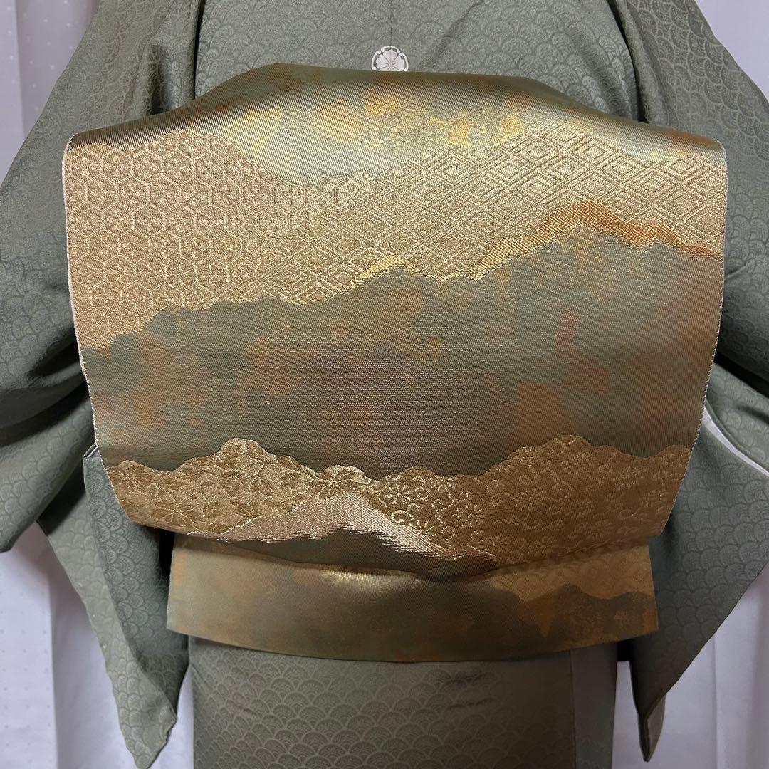 未使用　新品　美品　袷　正絹　紋付き　地紋　江戸小紋　訪問着　フルセット