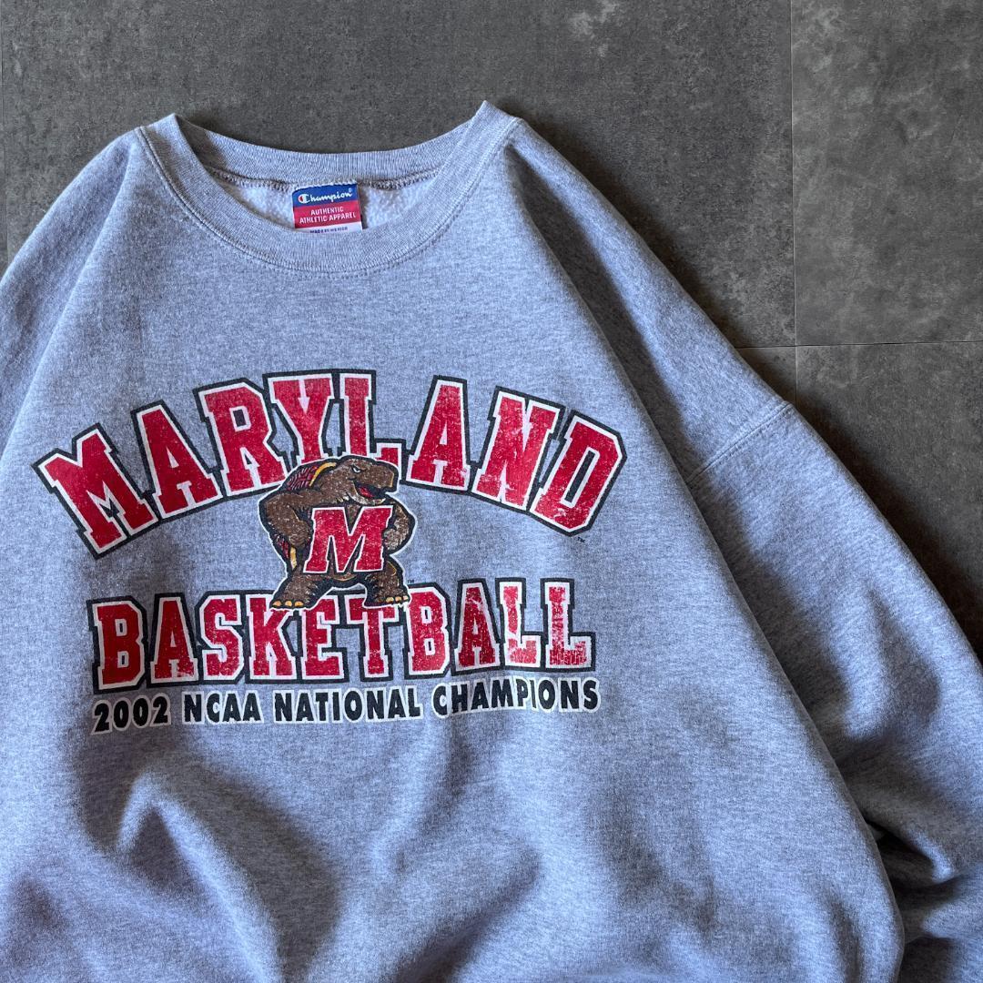 00s Champion スウェット プリントロゴ 灰 XXL A420 短丈