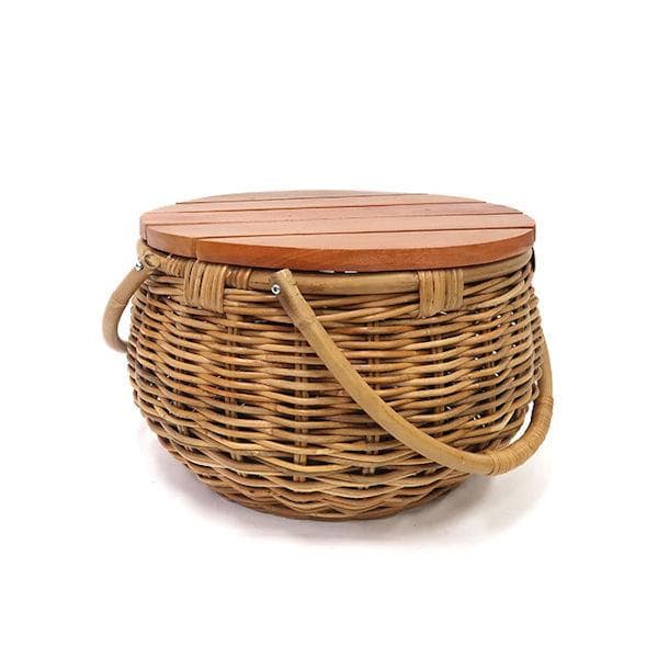 皮付きラタンバスケット直径38 バスケット 収納 新品未開封 籐（655）