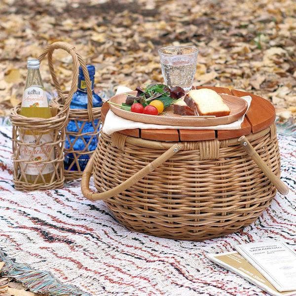 皮付きラタンバスケット直径38 バスケット 収納 新品未開封 籐（655）