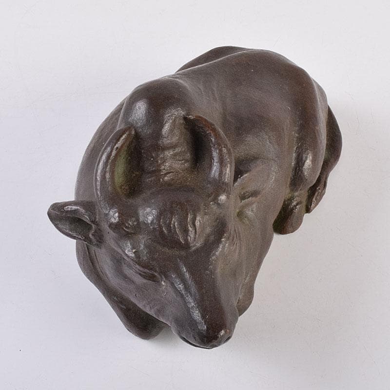 古銅　ブロンズ　牛　置物　在銘　C　R8960