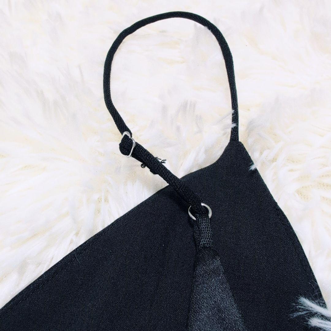 Omekashi レイヤード キャミチュニック 花柄 刺繍 ブラック