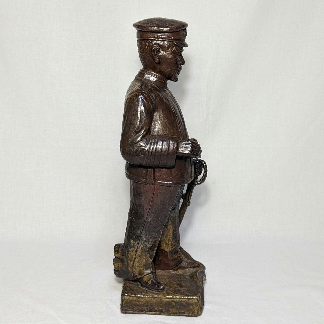 藤原陶斎 備前焼 東郷平八郎像 合箱 置物 陶像 藤原陶斉 インテリア 工芸品