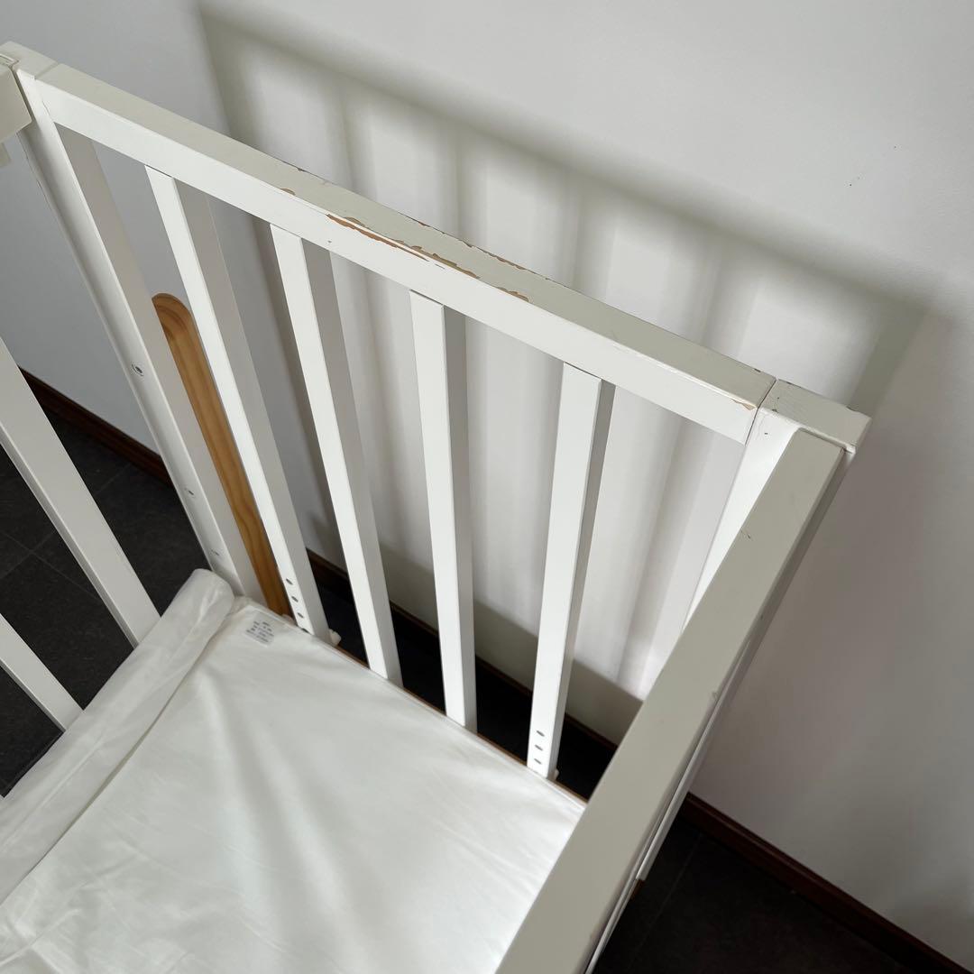 大和屋 ベビーベッド そいねーるⅢ ホワイト マットレス付き