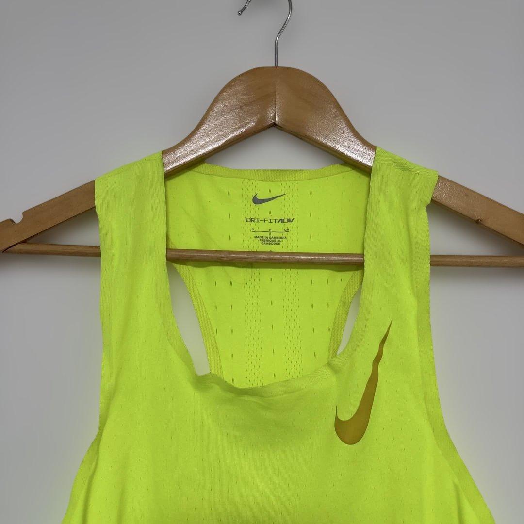 Nike DRI-FITランニングタンクトップ 蛍光フラッシュイエロー S