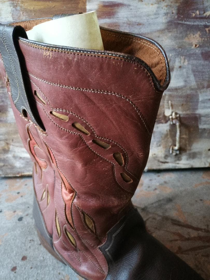 【Vintage】刺繍カウボーイブーツ｜ビッグサイズ モックアップモデル