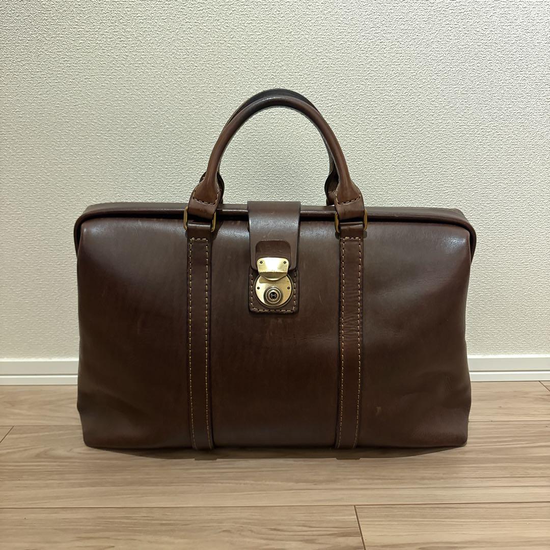 【値下】HERZ Organ ブラウン レザー ビジネスバッグ 自立式