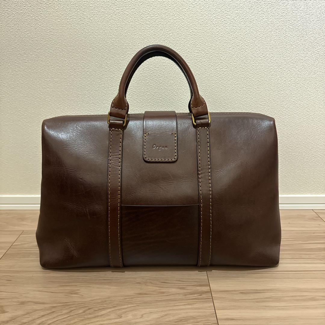 【値下】HERZ Organ ブラウン レザー ビジネスバッグ 自立式
