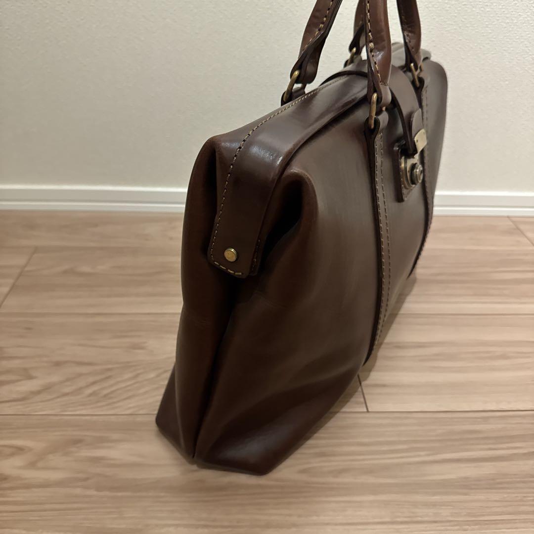 【値下】HERZ Organ ブラウン レザー ビジネスバッグ 自立式