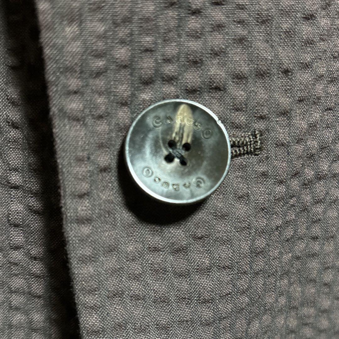 CARUSO ダークブラウン　コットンシアサッカースーツ