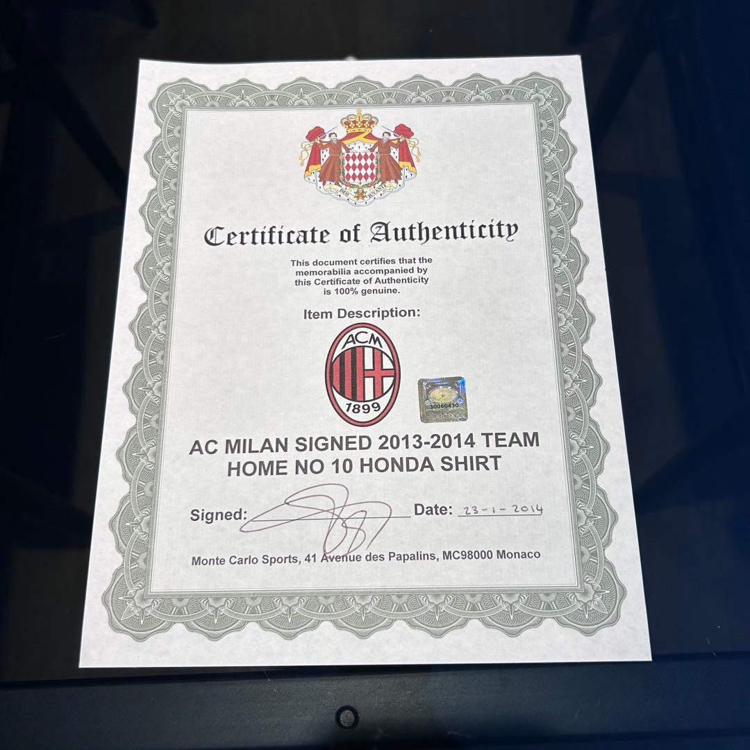 ACミラン 本田圭佑 13/14ホームユニフォーム直筆サイン入りマルチサイン