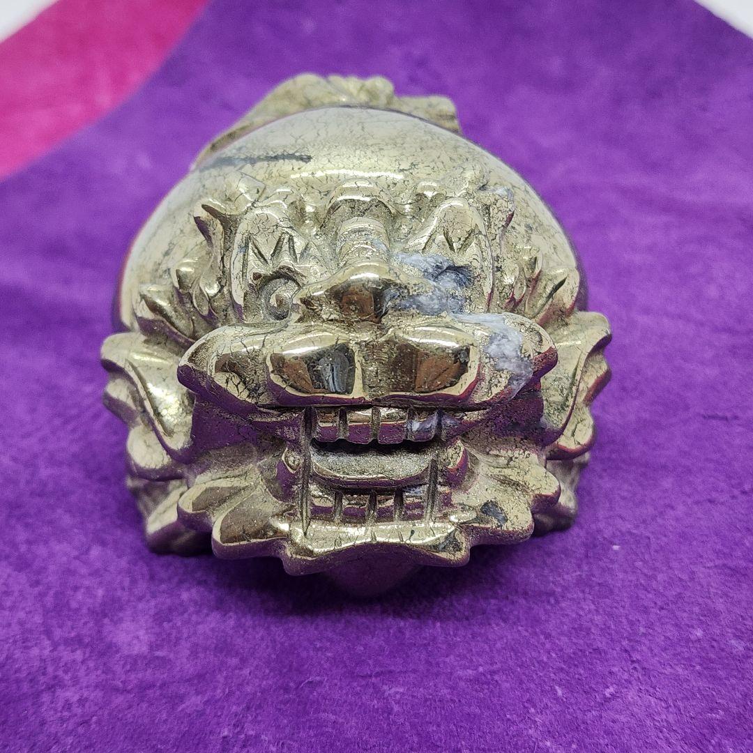 天然石 パイライト 龍亀(ロングイ) 置物 約8cm