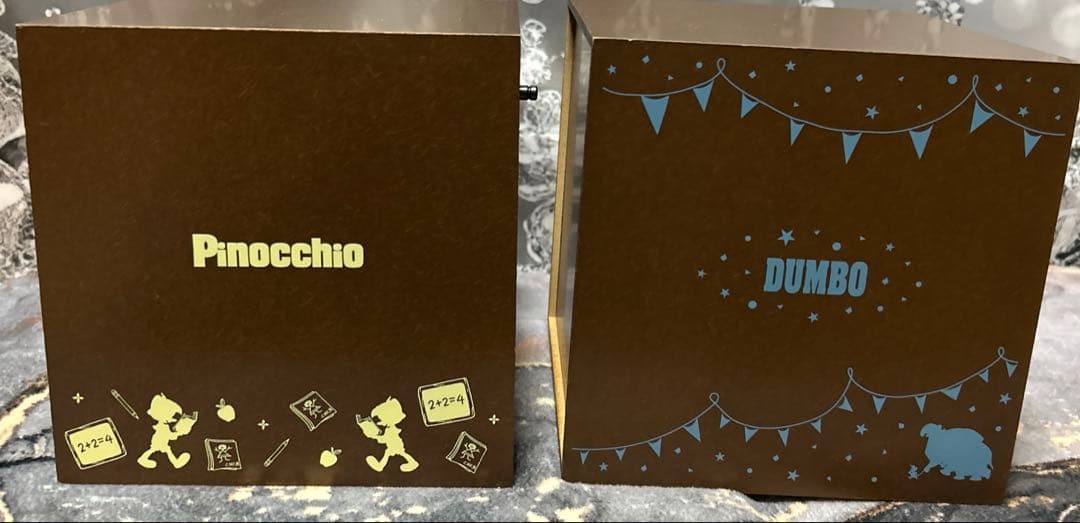 d*2様 ディズニー 木製 引き出し ピノキオ・ダンボ・小物入れ・ボックス2個セ