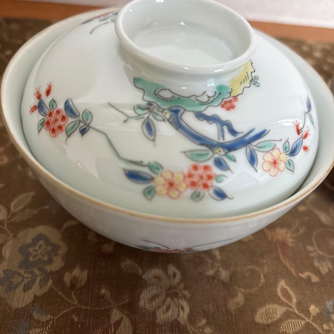 江戸期柿右衛門蓋碗2客