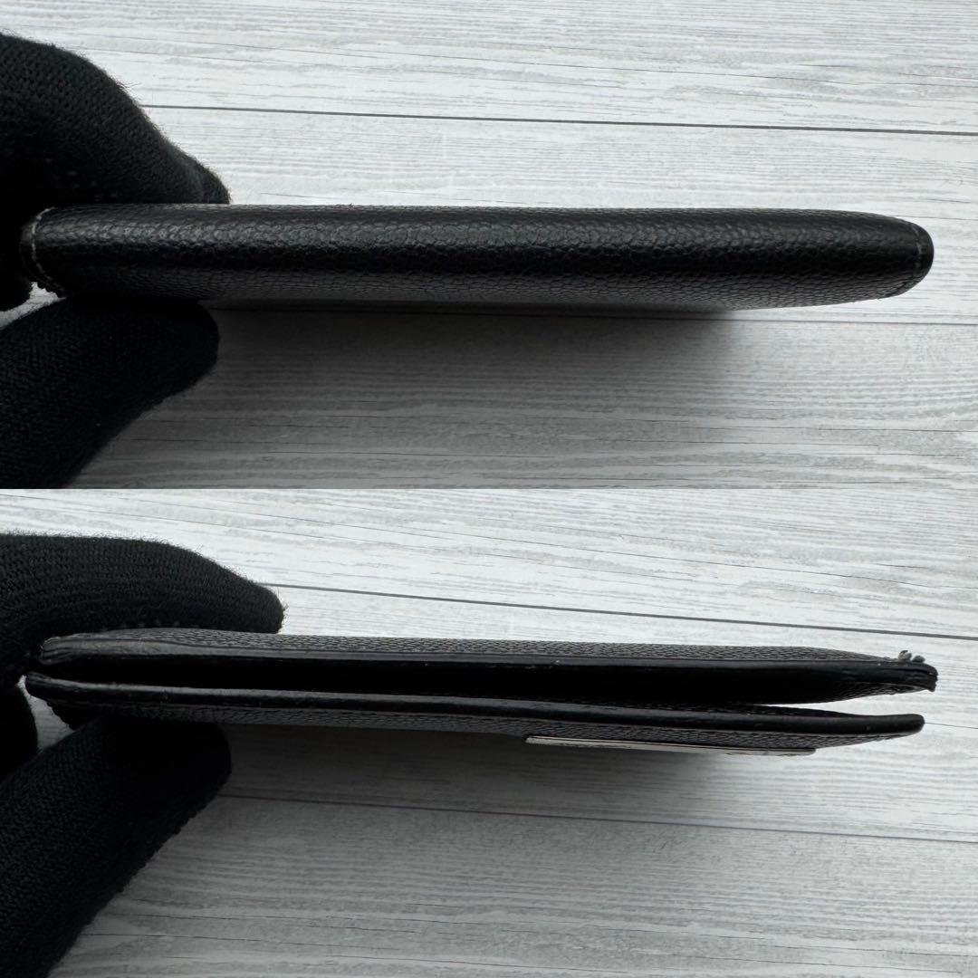 【美品】カルティエ 名刺入れ　レザー　シルバープレート　ブラック