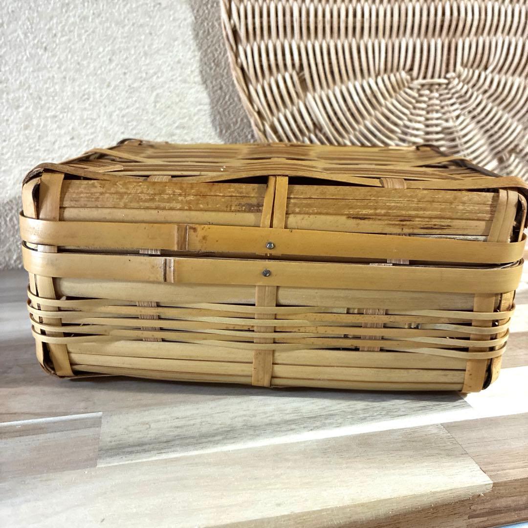 竹　御用カゴ　市場カゴ　ピクニックバスケ& お弁当箱　2点セット売り