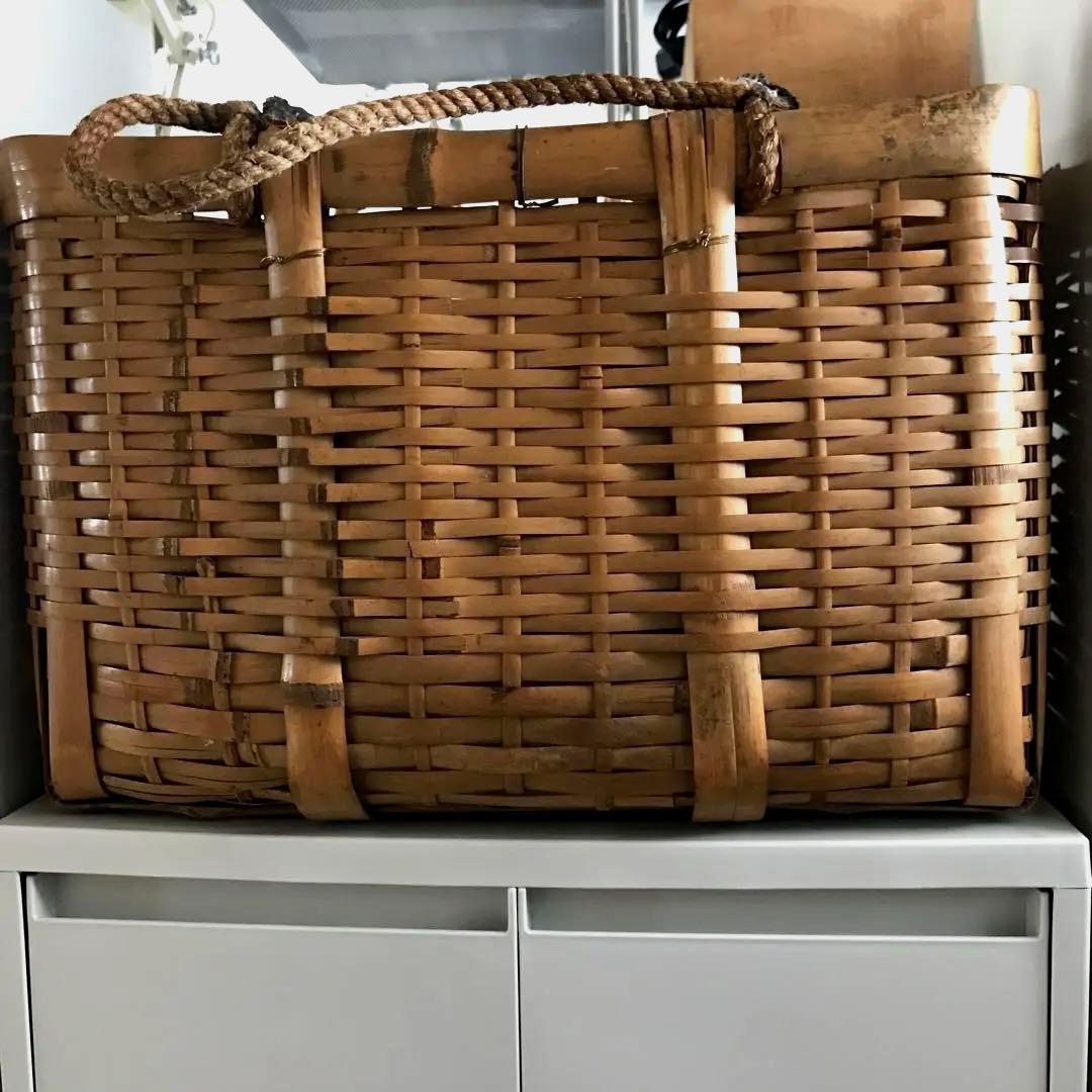 竹　御用カゴ　市場カゴ　ピクニックバスケ& お弁当箱　2点セット売り